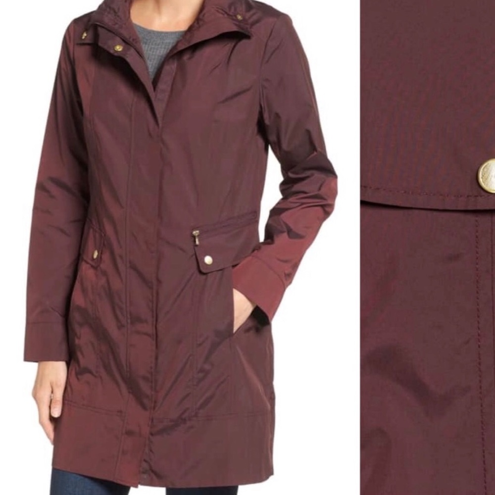 Cole Haan Back Bow Hooded Raincoat